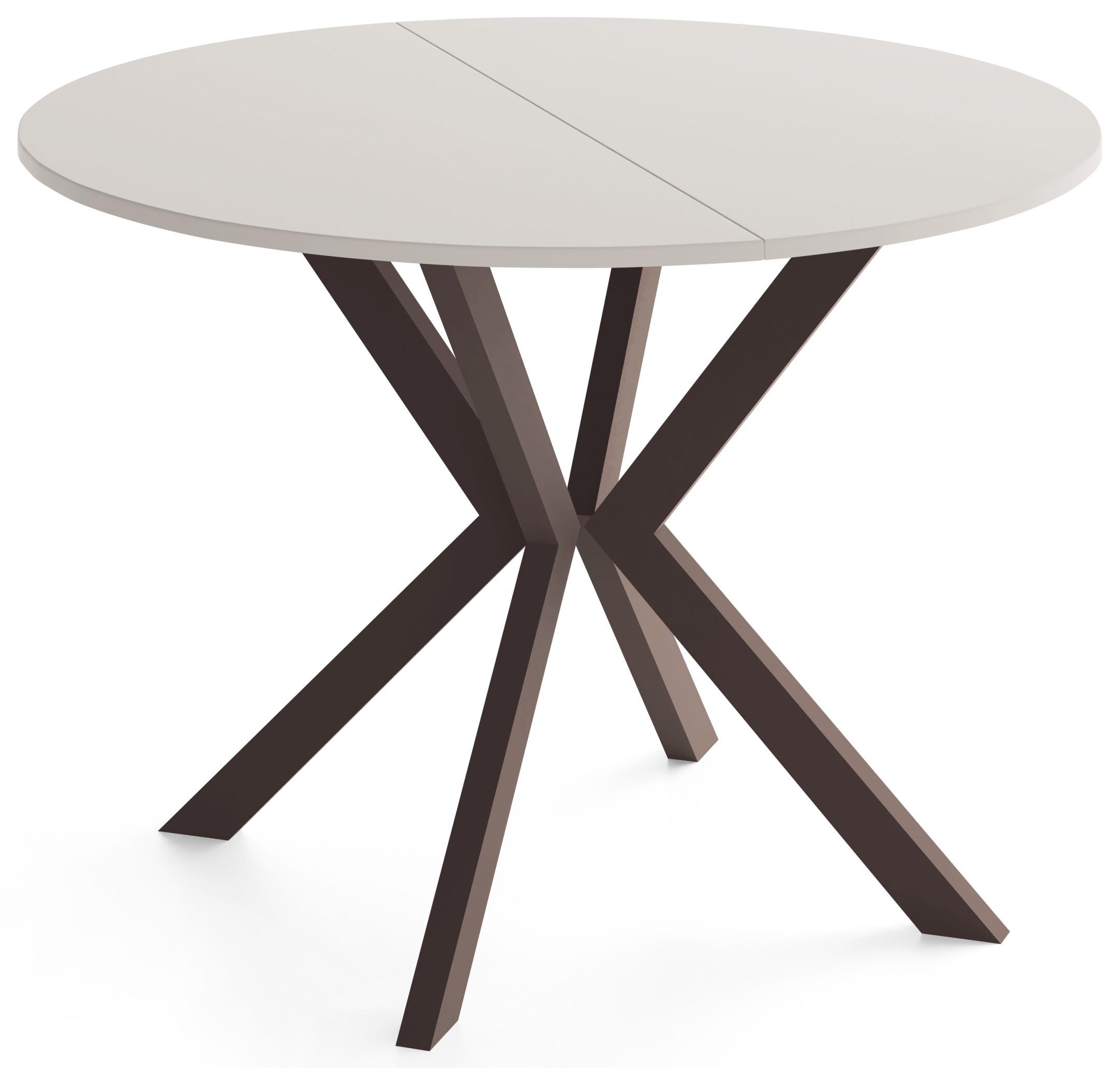 ESSTISCH Valio rund oval ausziehbar verlängerbar mit braunen Metallbeinen, Kaschmir 90-130/90/76 cm - Kaschmir/Beige, Holzwerkstoff/Metall (90/130/76cm) - WFL GROUP