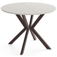 ESSTISCH Valio rund oval ausziehbar verlängerbar mit braunen Metallbeinen, Kaschmir 100-140/100/76 cm - Kaschmir/Beige, Holzwerkstoff/Metall (100/140/76cm) - WFL GROUP