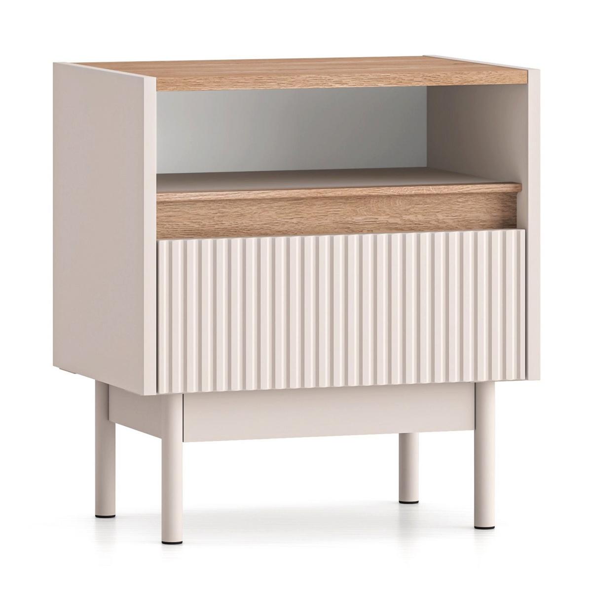 NACHTTISCH Dunea Kaschmirgrau/Eichenholzoptik 50 cm - Taupe, Holzwerkstoff/Metall (50/35/55cm) - Selsey