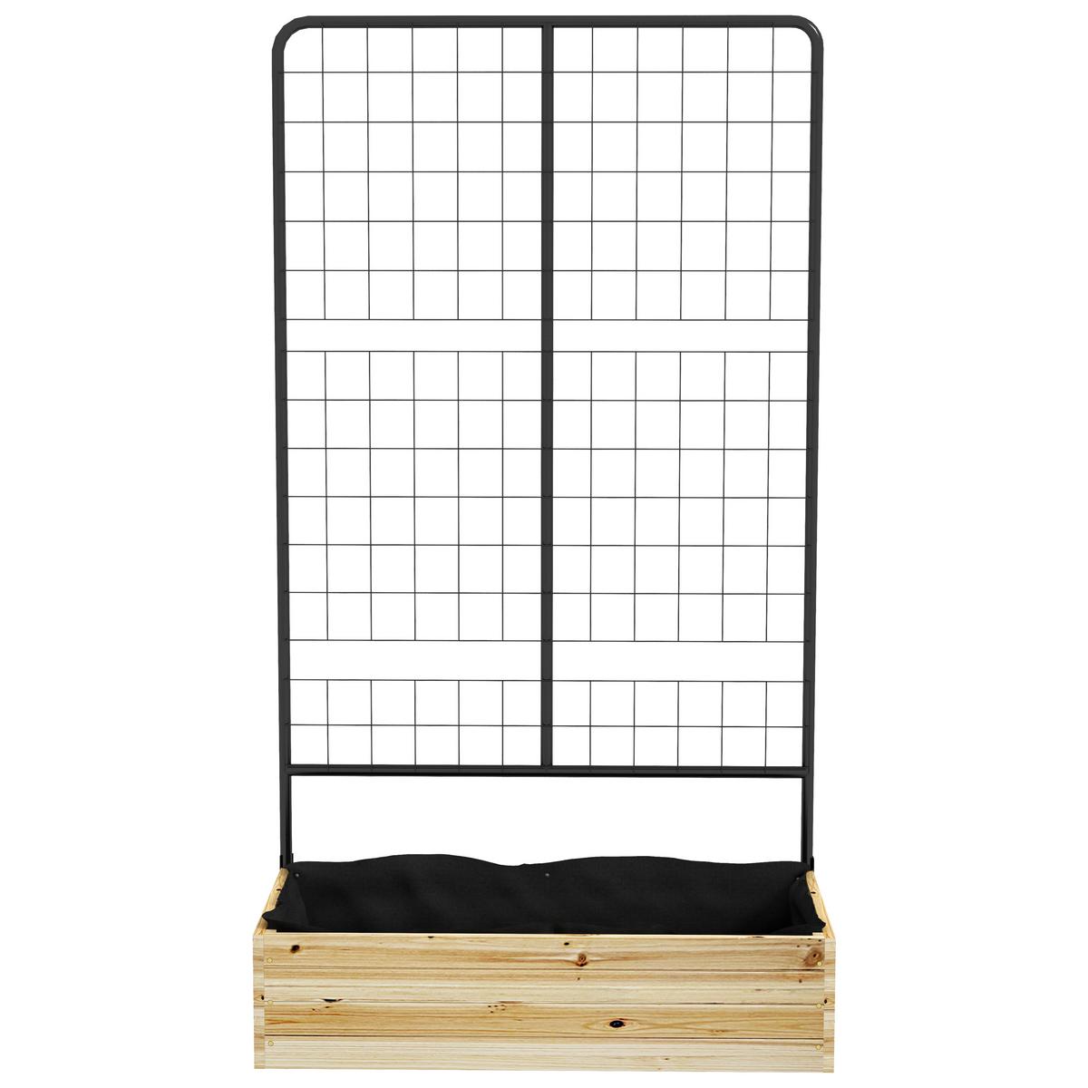 HOCHBEET mit Rankhilfe, Pflanzkasten aus Holz, für Garten, Balkon, Naturholz - Fichtefarben, Holz (38/145/80cm) - Outsunny