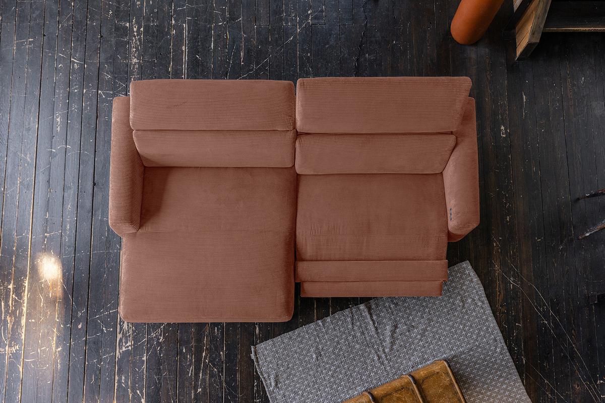 ECKSOFA LAISKA Braun Cord Relaxfunktion - Schwarz/Braun, Textil/Metall (282/177cm) - KAWOLA