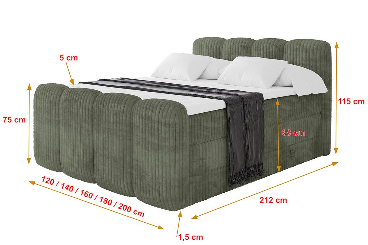 BOXBETT mit Matratze H3|H4 und Lattenrost - NINA-Z KING - 160x200 cm Tila - Olive - Olivgrün, Holzwerkstoff (160/200cm)