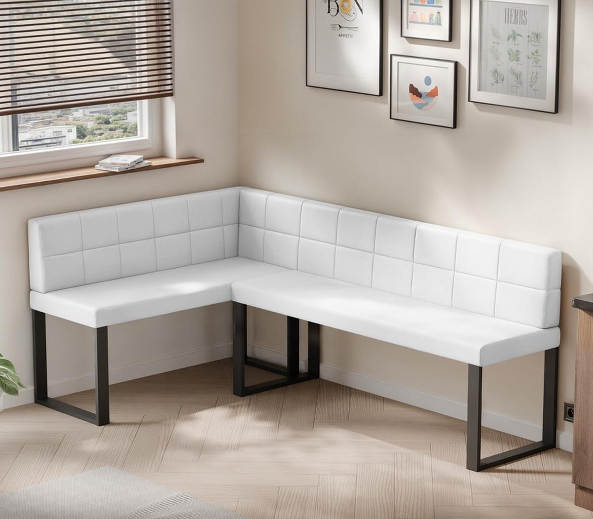 ECKBANK links SANA U Kunstleder gesteppt, 142/196 cm Weiß - Weiß, Kunststoff/Textil (142/196cm) - Idohome