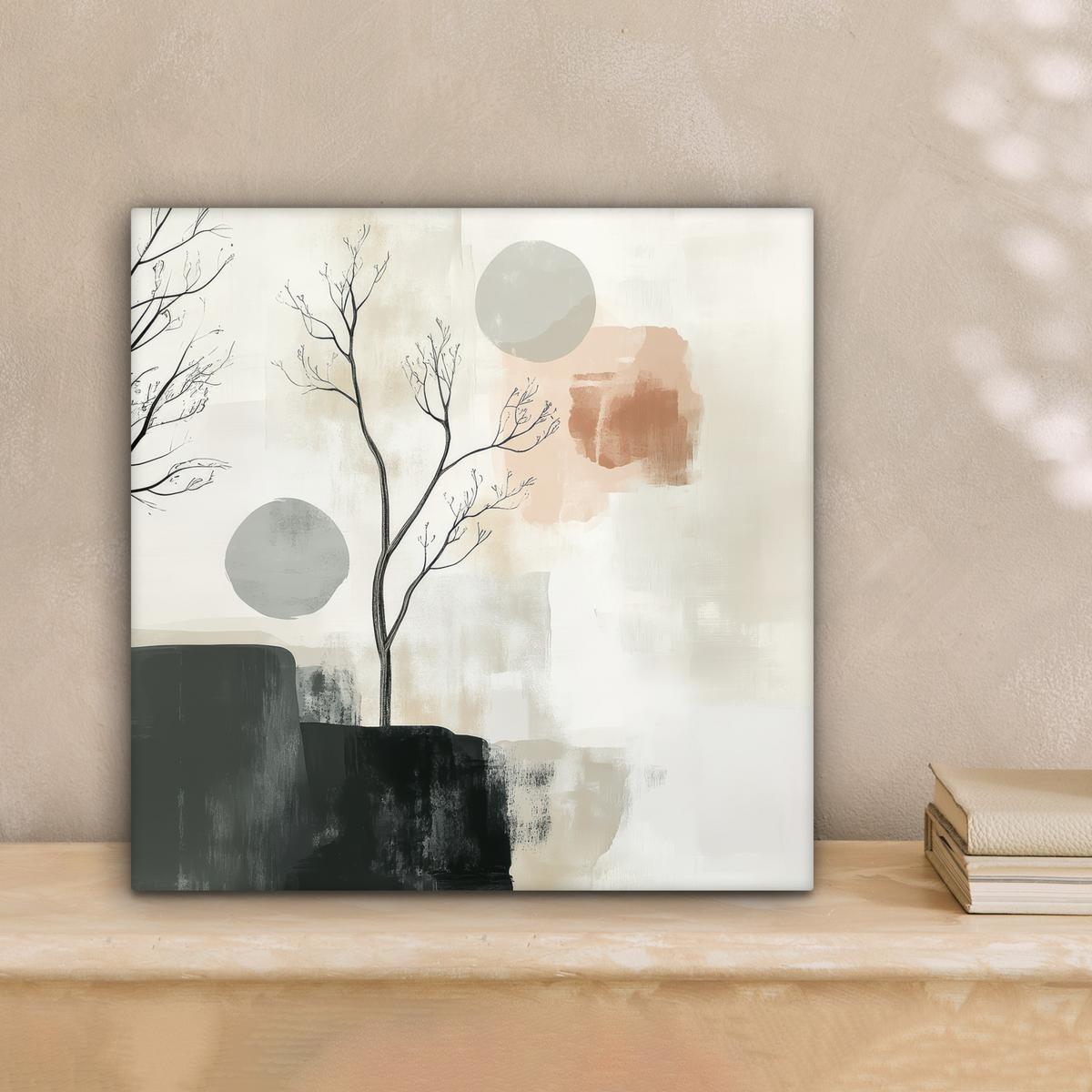 LEINWANDBILD Wabi sabi - Beige - Pflanze Deko Wohnzimmer 20x20 cm - Sandfarben, Textil (20/20cm) - MuchoWow