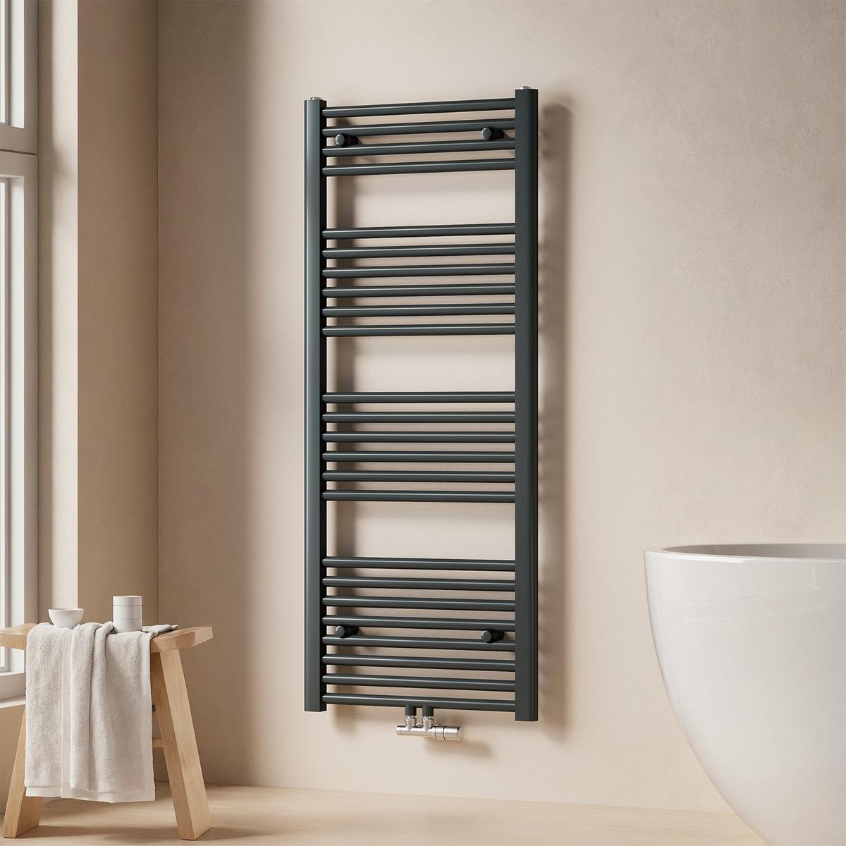 HEIZKÖRPER wasserführender Handtuchheizkörper Anthrazit 120/50/3 cm - Anthrazit, Metall (50/120/3cm) - EMKE