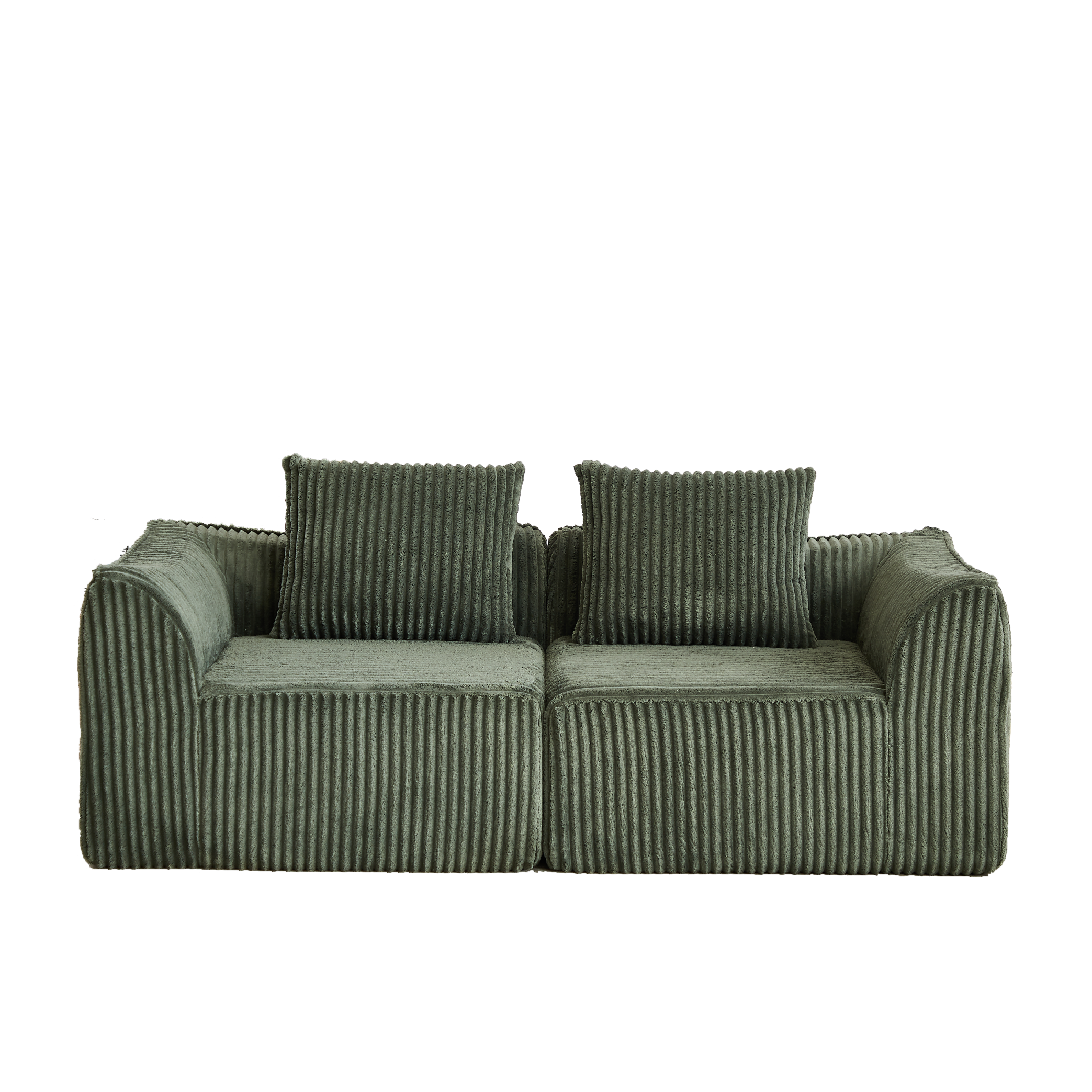2-SITZER SOFA Cord Minimalistisch & Modular - Grün, Textil (185/72.5/101cm) - Urban Meuble