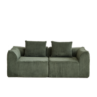 2-SITZER SOFA Cord Minimalistisch & Modular - Grün, Textil (185/72.5/101cm) - Urban Meuble