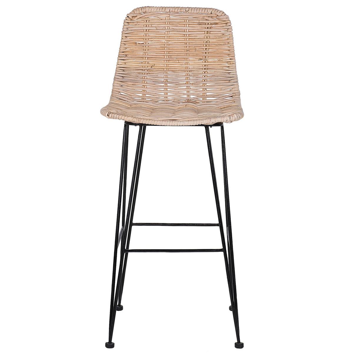 BARHOCKER 2er-Set Rattan Beige Cassita - Beige, Naturmaterialien/Metall (43/103/47cm) - Beliani