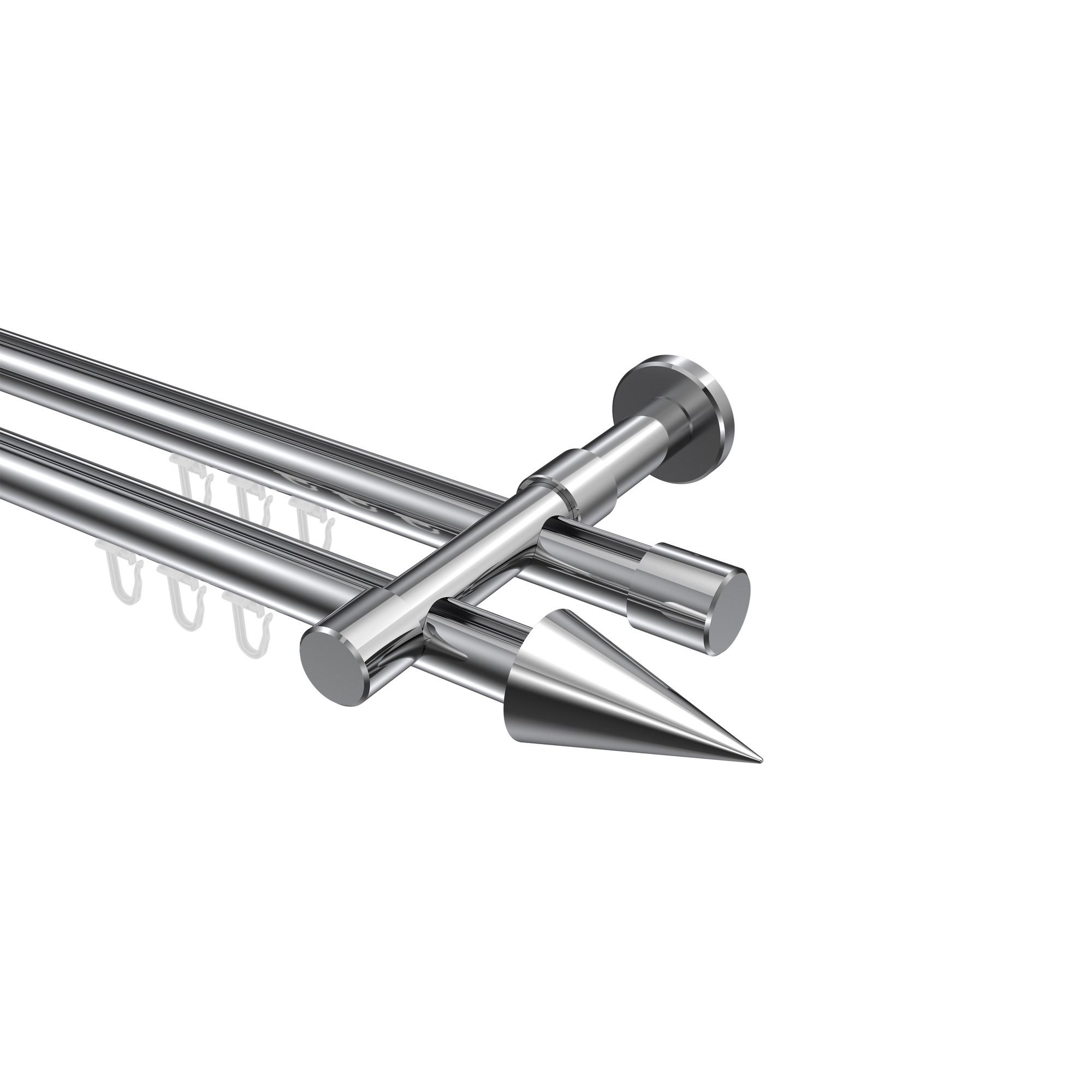 GARDINENSTANGE INNENLAUF Prestige Savio 600 cm (geteilt in 3 x 200 cm), 2-läufig, 20 mm Ø Chrom - Chromfarben, Metall (600cm) - INTERDECO