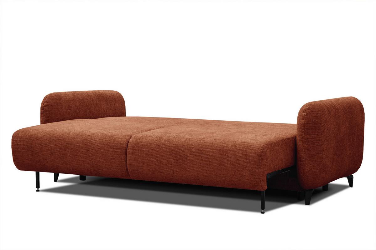 SOFA DRAKE 3-Sitzer mit Schlaffunktion, dunkelorange - Dunkelorange/Braun, Holz/Textil (232/90/107cm) - Wozimo