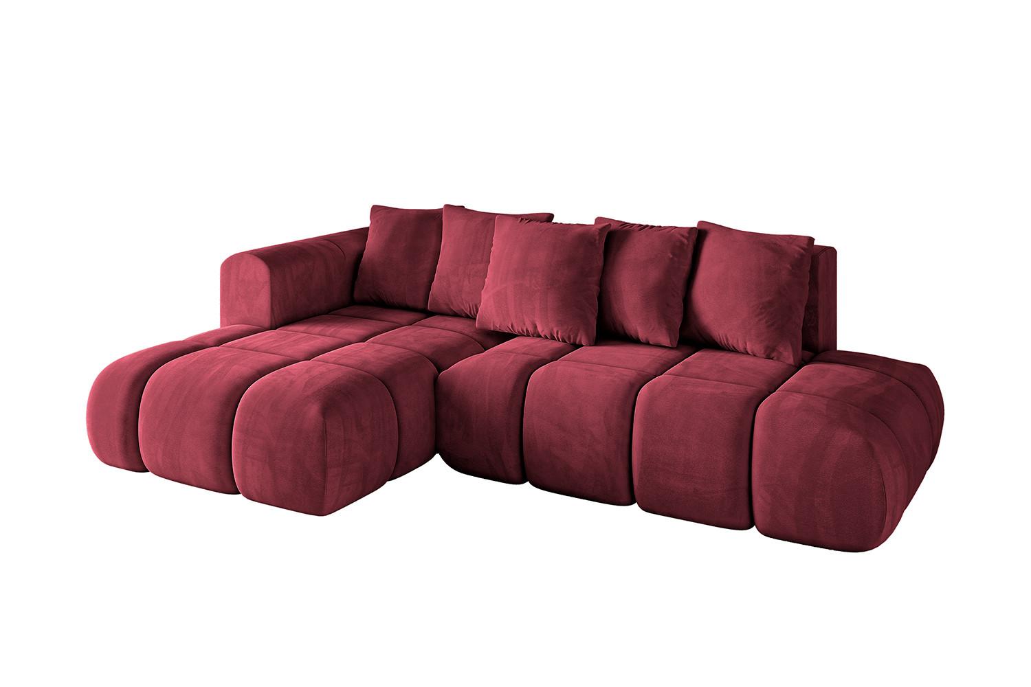 ECKSOFA Ottomane Links CLOUD-L-v1 280x185x90 Bordeaux Velours - Bordeaux, Holzwerkstoff/Kunststoff (180/289cm) - ALTDECOR