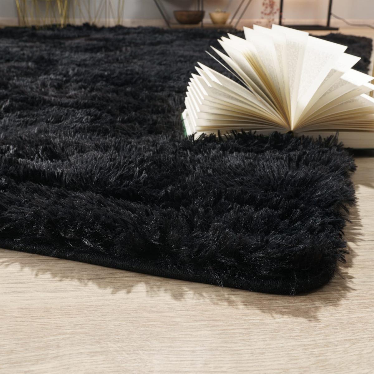 HOCHFLORTEPPICH Schwarz 80 x 150 cm - Schwarz, Kunststoff (80/150cm) - TT Home
