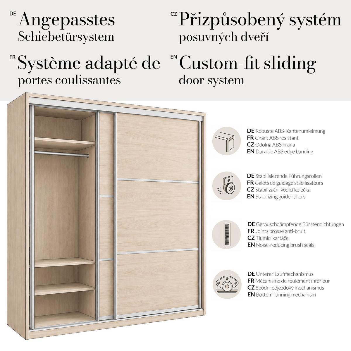 SCHWEBETÜRENSCHRANK Debra mit 2 Türen, 160/216/61 eiche Artisan mit Spiegel - Eiche Artisan, Holzwerkstoff (160/216/61cm) - Beautysofa