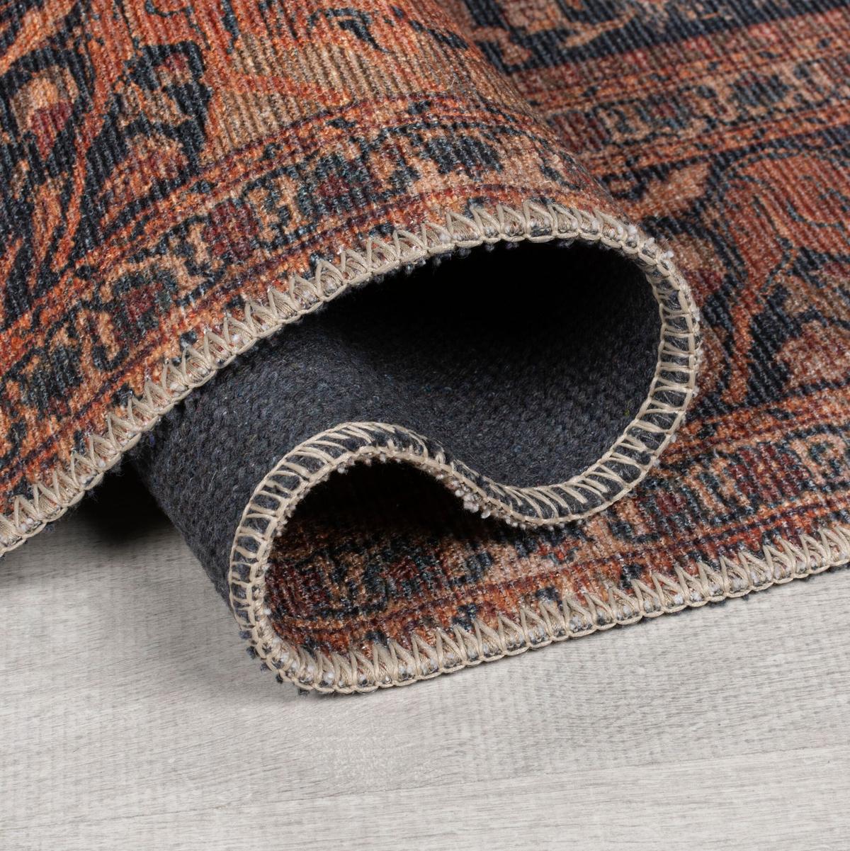 TEPPICH Waschbar HURST, orientalisch mit Medaillon, aus Polyester, Rot, 152 x 230 cm - Rot, Textil (230/152cm) - KADIMA DESIGN