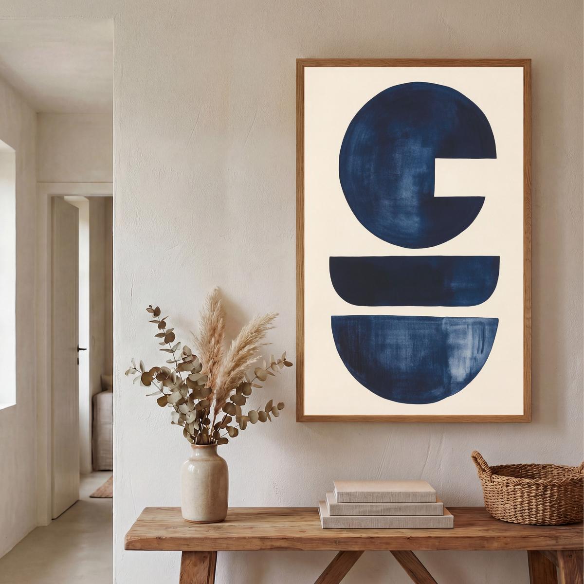 WANDLEUCHTE MIT AKKU Formen - Blau - Abstrakt 60x90 cm - Dunkelblau, Holzwerkstoff (60/90/8cm) - OnlyWow