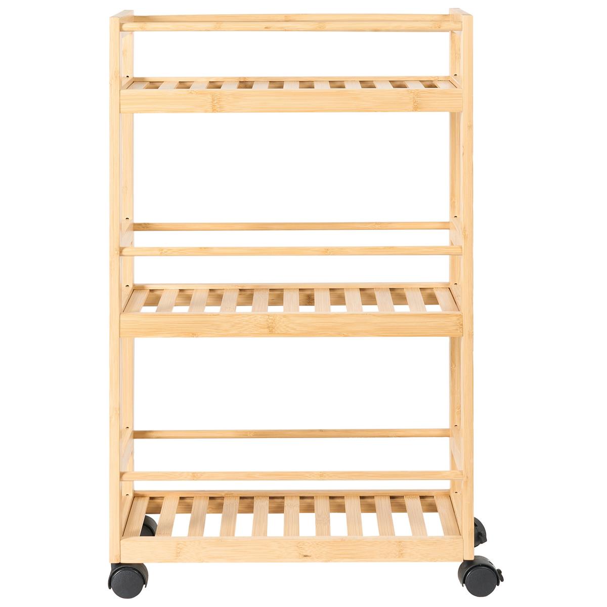 REGAL Bambus Hellbraun mit Rädern Quintay - Braun, Holz (45/75/20cm) - Beliani