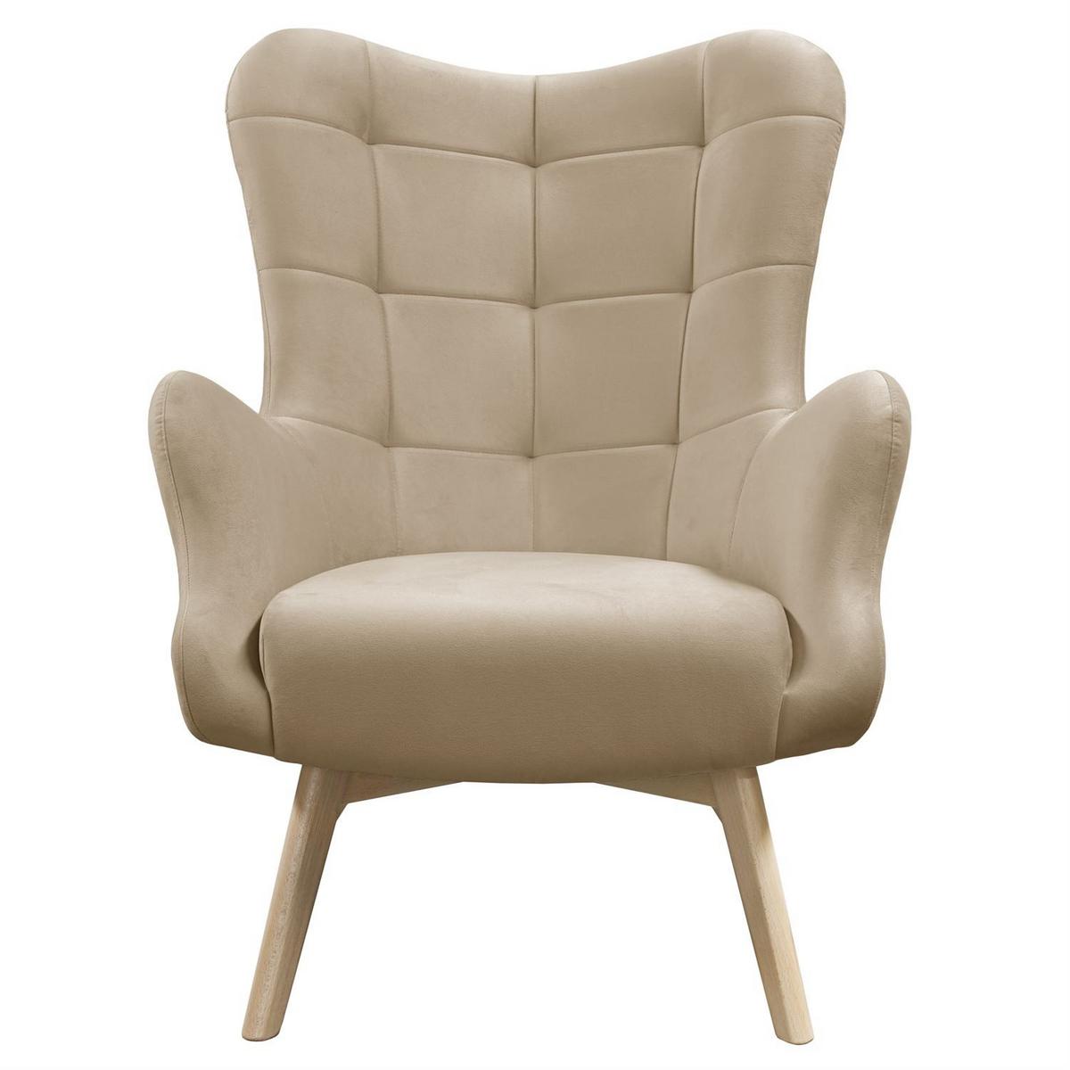 SESSEL SAND mit Buchenbeinen - Beige/Buchefarben, Textil (80/105/86cm) - Lookway