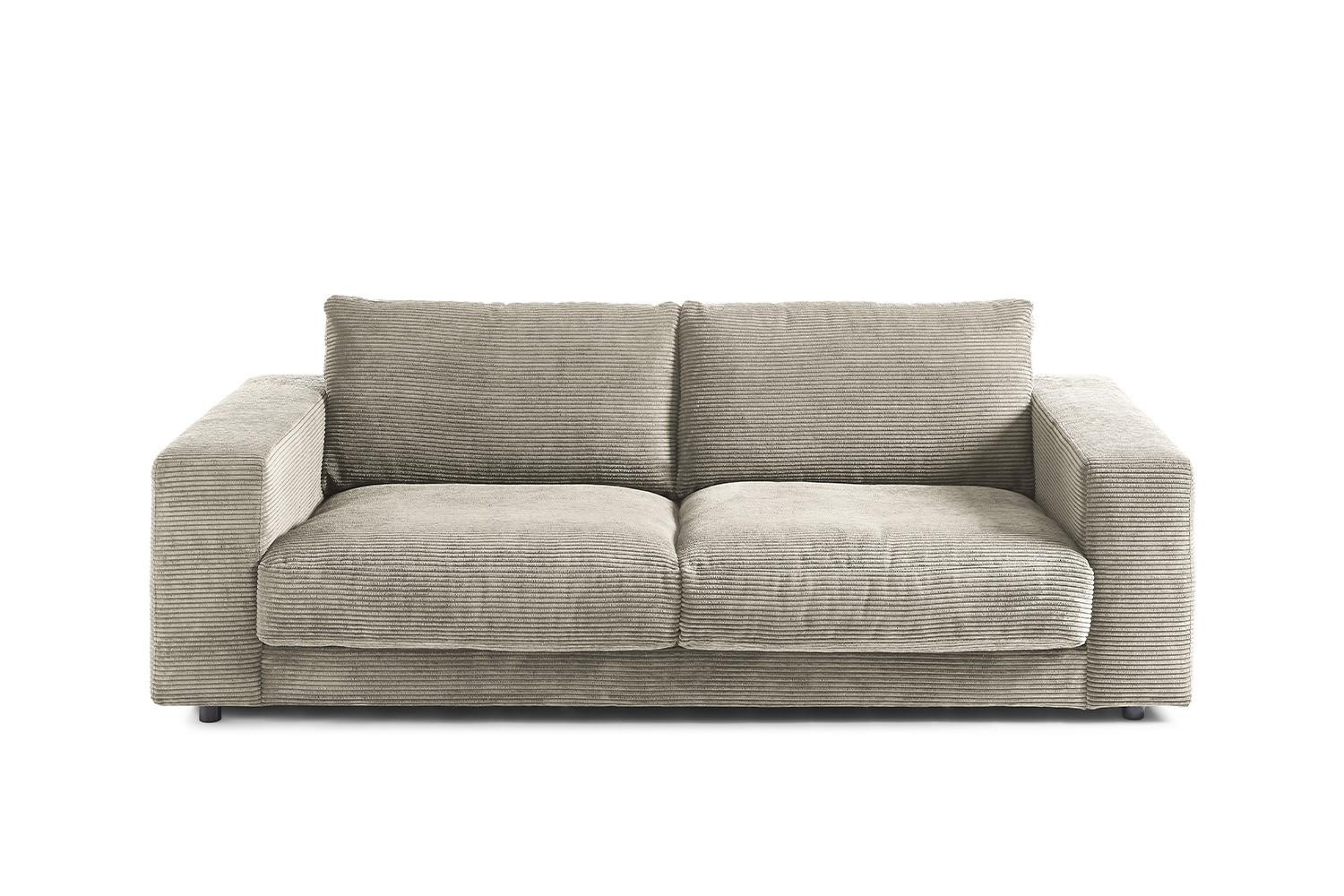 SOFA 2-SITZER MADELINE Grau Cord - Greige/Schwarz, Kunststoff/Textil (230/85/127cm) - KAWOLA