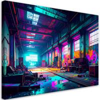 LEINWANDBILD Verlassene alte Fabrik 90x60cm - Multicolor, Textil (90/60cm) - Feeby