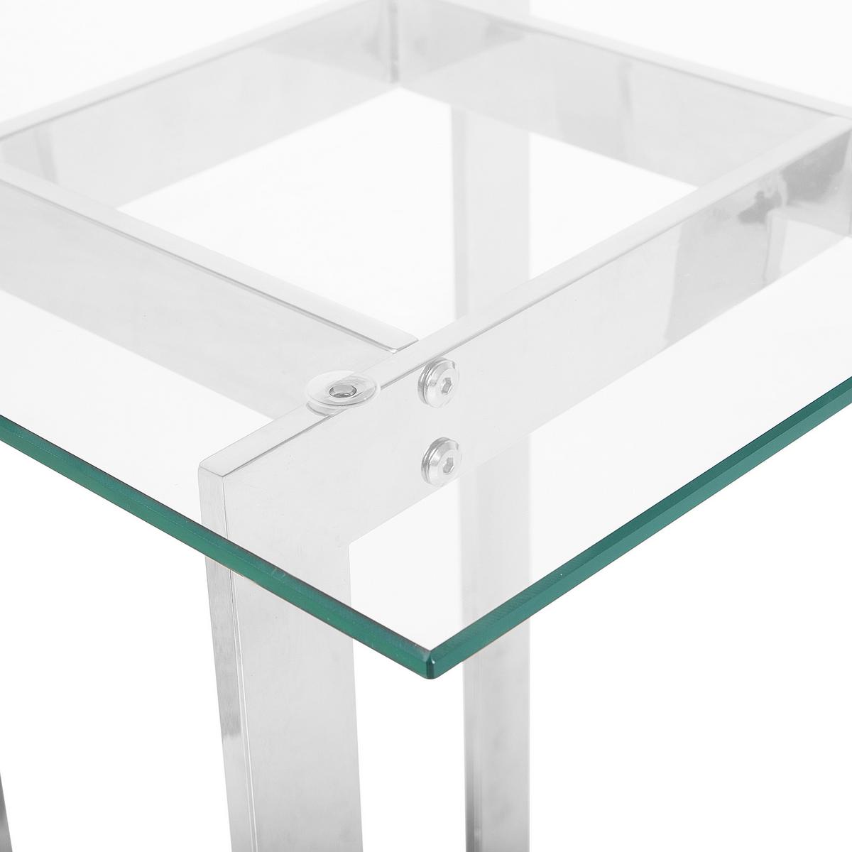 BEISTELLTISCH Glas silber quadratisch 40/40 cm Crystal - Transparent/Silberfarben, Glas (40/40/52cm) - Beliani