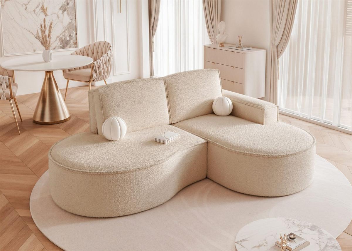 ECKSOFA Arlet In Stoff Abriamo - Beige, Holzwerkstoff/Textil (156/277cm) - Fun Möbel