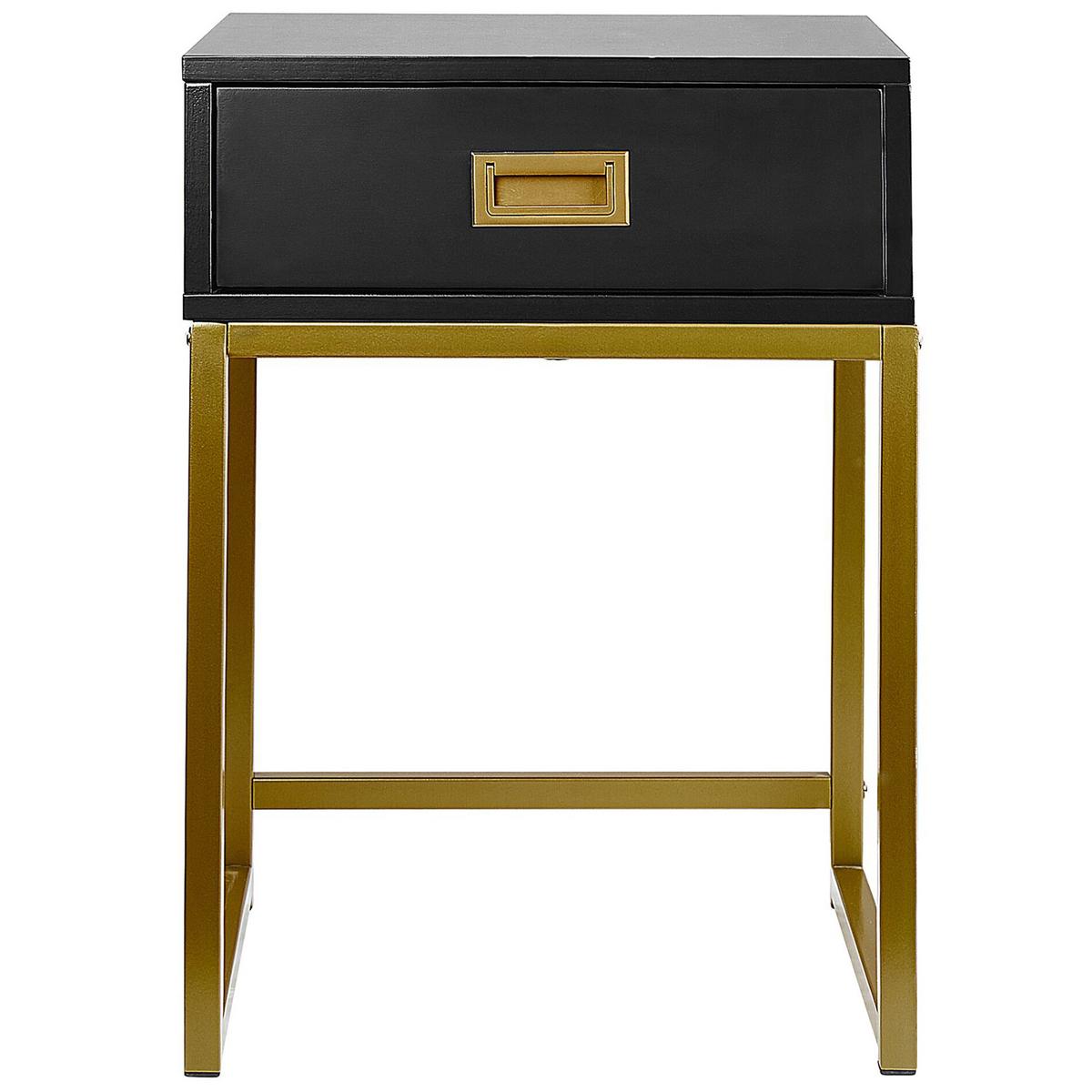 BEISTELLTISCH schwarz/gold 1 Schublade quadratisch 40/40/57 cm Largo - Goldfarben/Schwarz, Holzwerkstoff (40/40/57cm) - Beliani