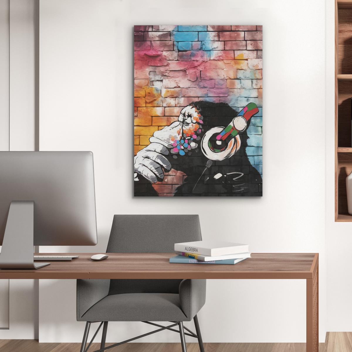 AKUSTIKBILD Affe - Graffiti - Musik Wandbilder 60x80 cm - Multicolor, Kunststoff (60/80/0.9cm) - MuchoWow