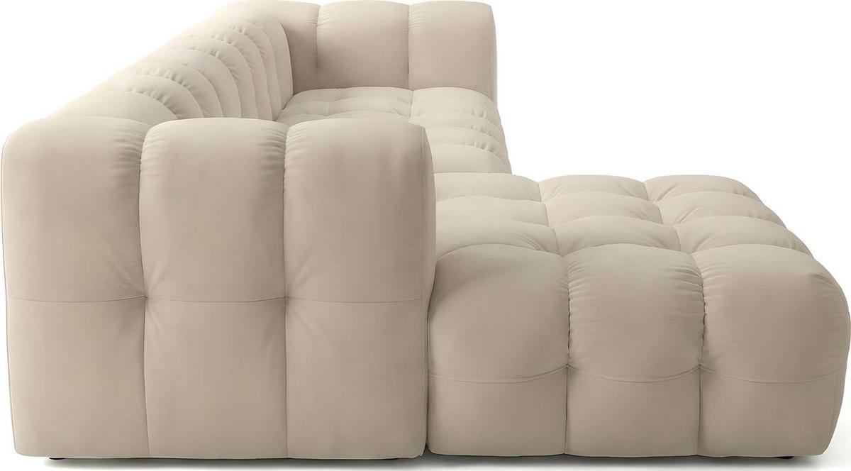 ECKSOFA Mochi L-Form 5-Sitzer Links, Samt, Grau 290/75/193 cm - Schwarz/Grau, Kunststoff/Textil (290/193cm) - WFL GROUP