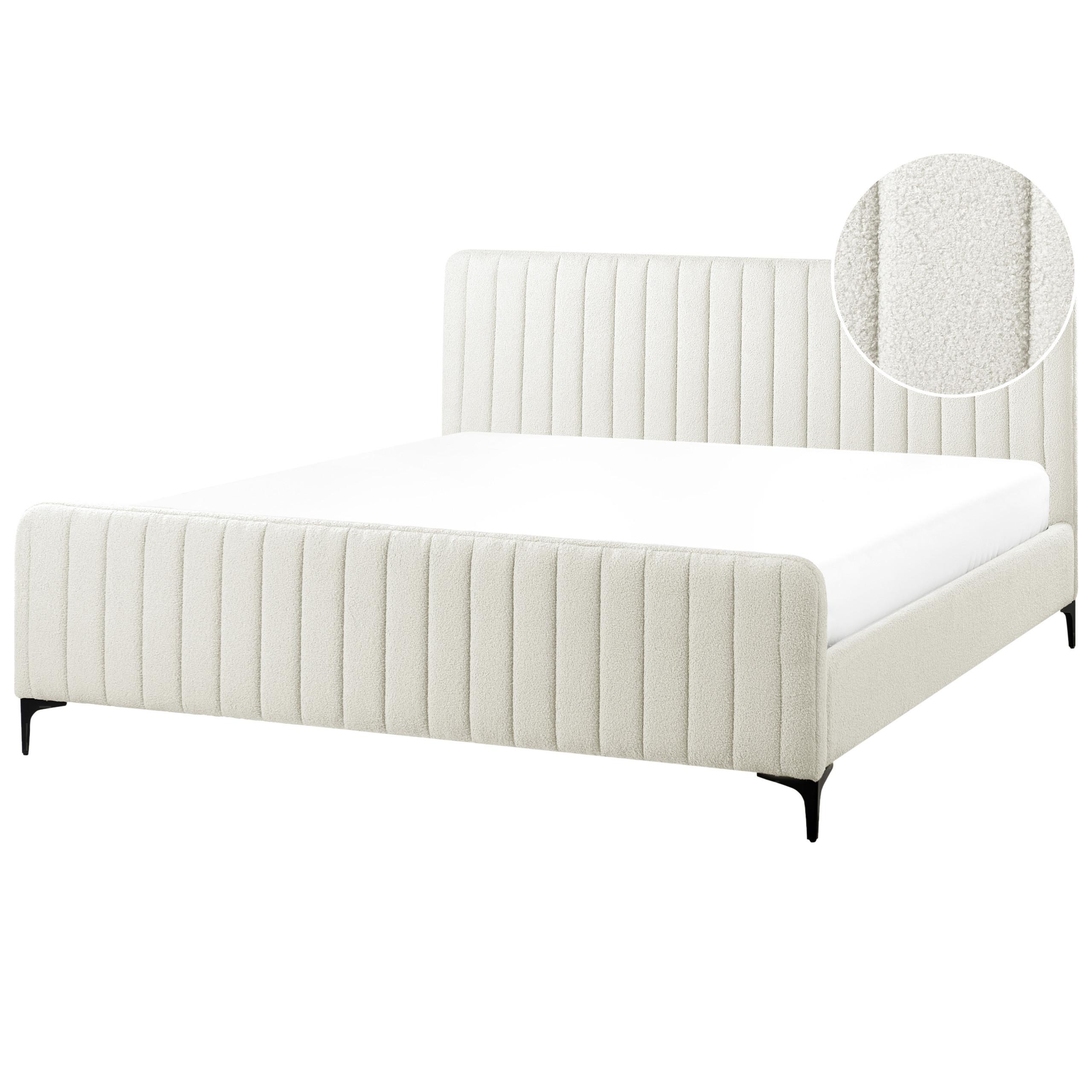POLSTERBETT mit Lattenrost 180x200 cm Weiß Lunan - Creme, Textil (180/200cm) - Beliani