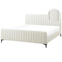 POLSTERBETT mit Lattenrost 180x200 cm Weiß Lunan - Creme, Textil (180/200cm) - Beliani