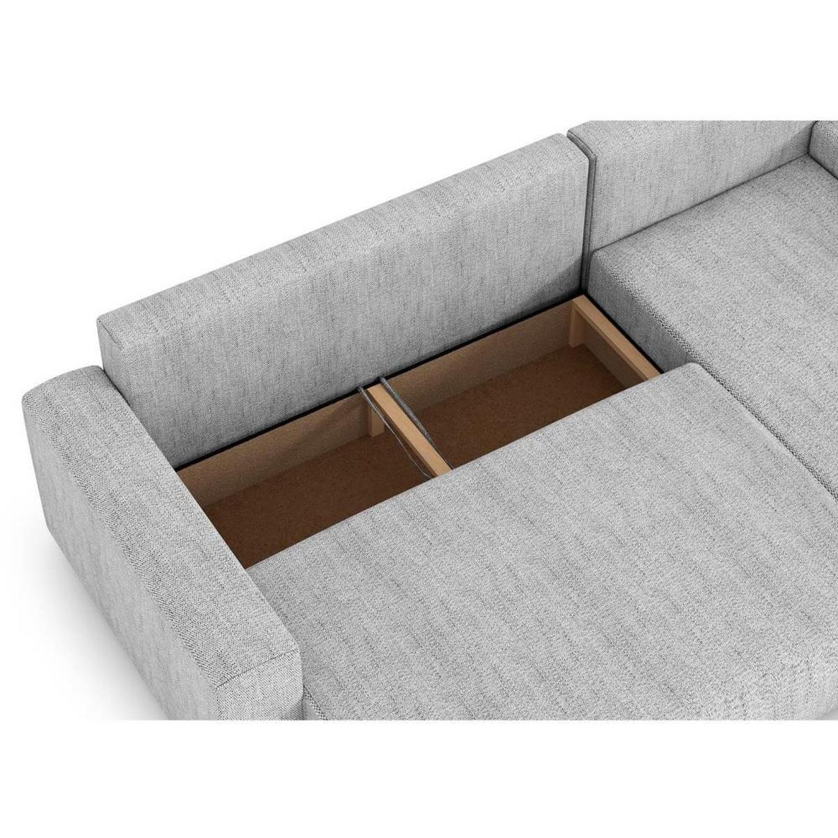 ECKSCHLAFSOFA Benny hellgrau rechts - Silberfarben/Schwarz, Kunststoff/Textil (271/185cm) - Beautysofa