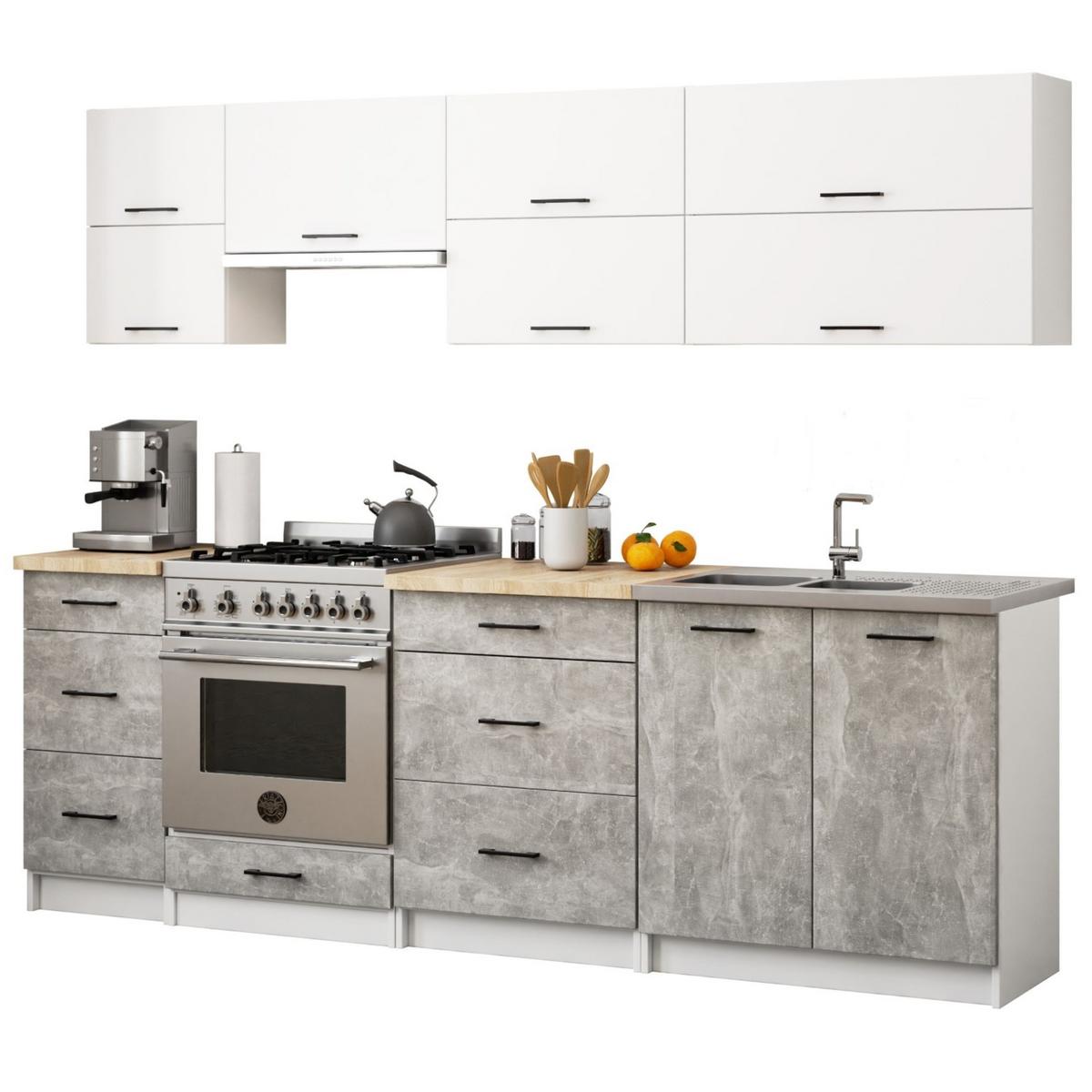 HÄNGESCHRANK Weiß, Beton 82/60/55 - Hellgrau/Weiß, Holzwerkstoff (60/82/55cm) - RAUMHIRSCH FURNITURE