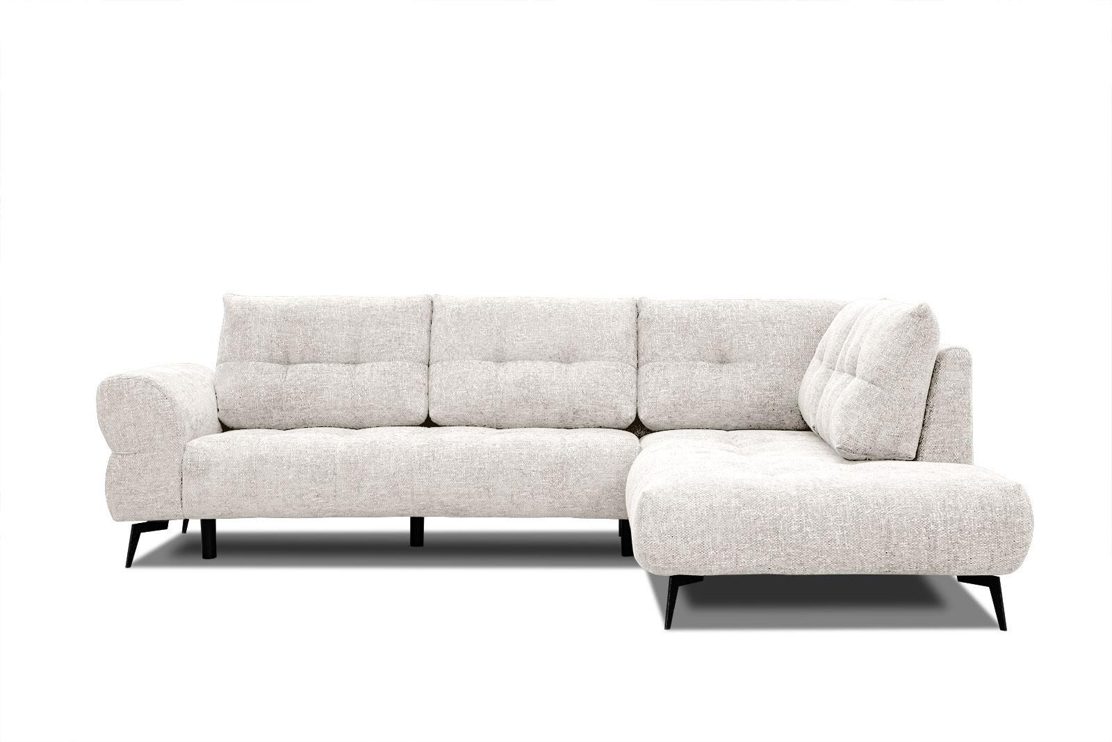 ECKSOFA SALVINI 5-Sitzer, ecru - Ecru/Schwarz, Holzwerkstoff/Textil (292/158cm) - Wozimo