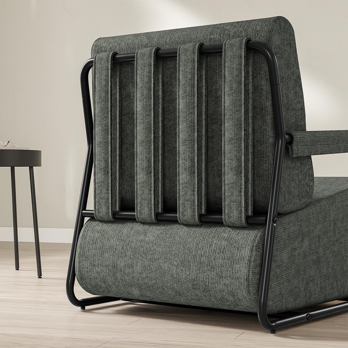 SESSEL mit Hocker FST99-DG - Ahornfarben, Fell/Metall (74/78/67cm) - SoBuy
