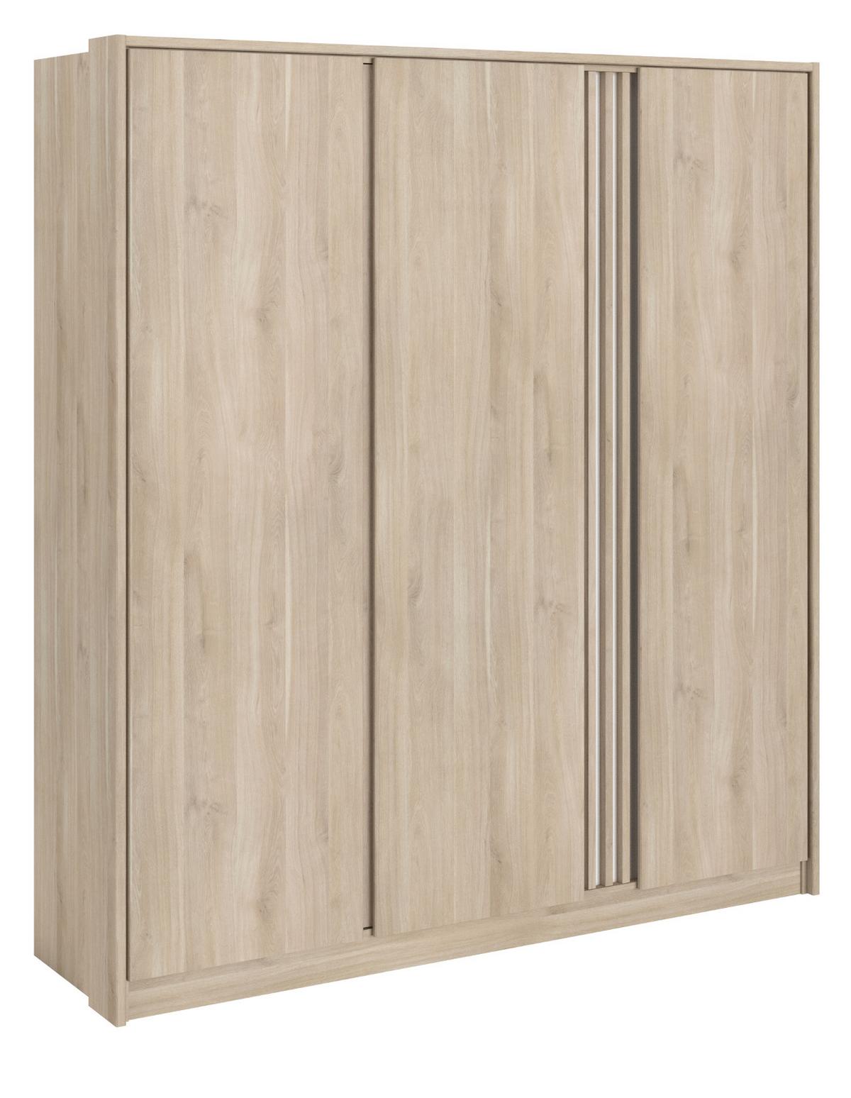 KLEIDERSCHRANK Eiche japanisch, Drehtürenschrank 3-türig 185 cm - Eichefarben, Holzwerkstoff/Metall (185/203/52.5cm) - Parisot Meuble