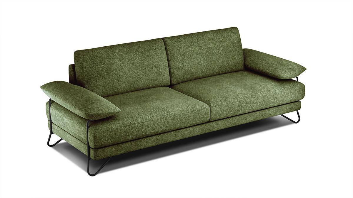 SOFA LORI 3-Sitzer, olivgrün - Schwarz/Olivgrün, Holzwerkstoff/Textil (245/87/96cm) - Wozimo
