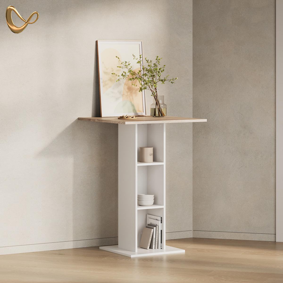 BARTISCH Regusa Weiß/Sonoma 75 x 75 cm - Weiß/Sonoma Eiche, Holzwerkstoff (75/75/106cm) - Livinity®