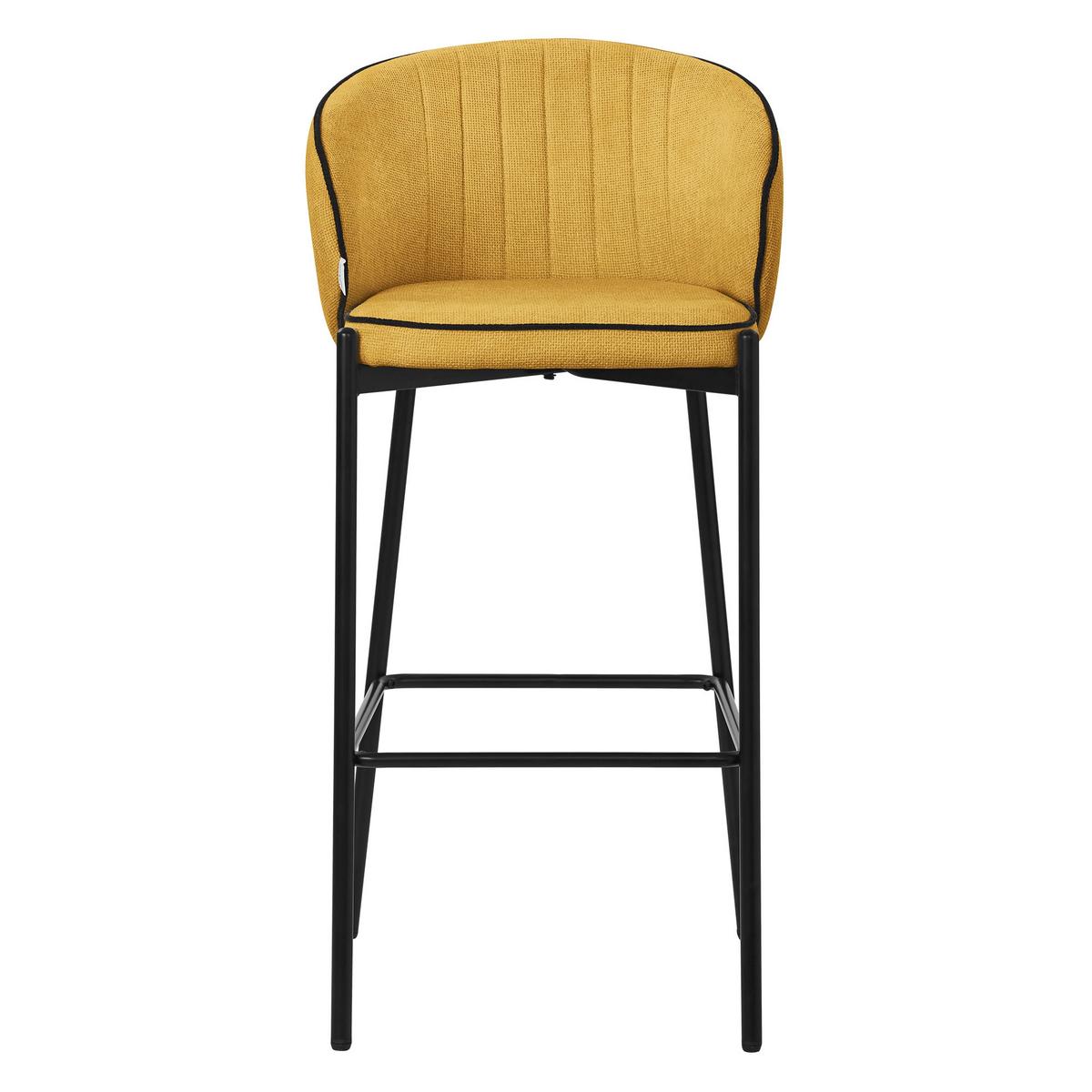 BARHOCKER 2er Set Senf mit Stoffbezug - Gelb/Schwarz, Textil/Metall (50/101/54cm) - ML-DESIGN