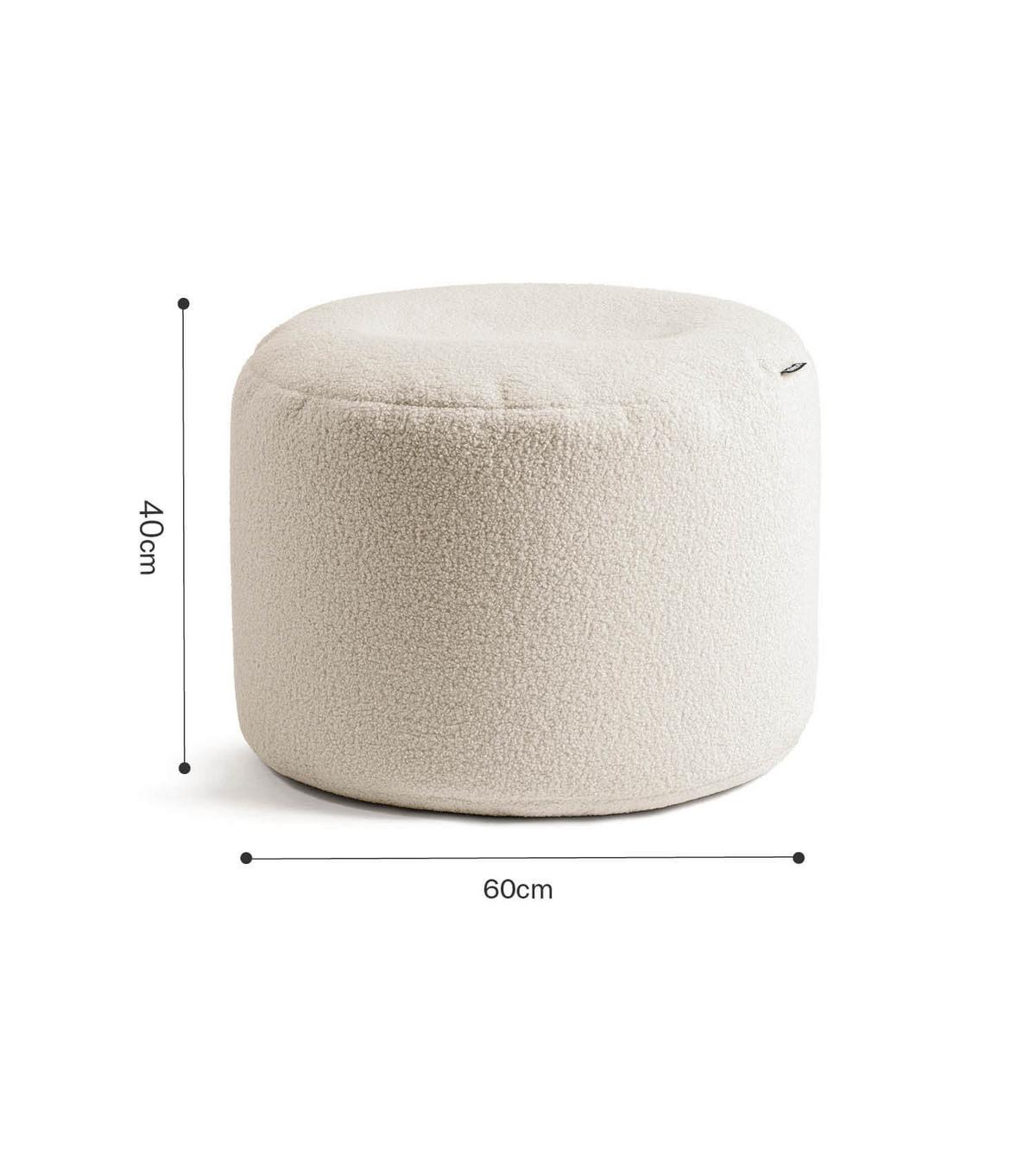 POUF XL Bouclé Mochi - Beige, Textil (60/40/60cm) - Mokebo
