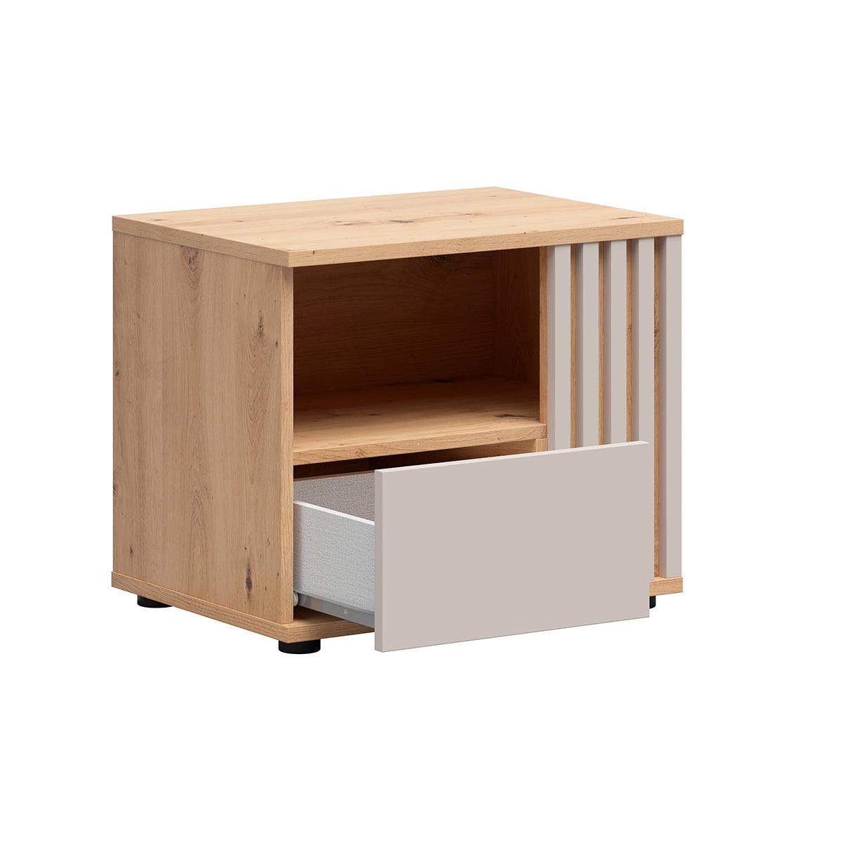 NACHTTISCH Ezra Kaschmir und Holz - Beige, Holzwerkstoff (55/46.5/40cm) - Petits-meubles