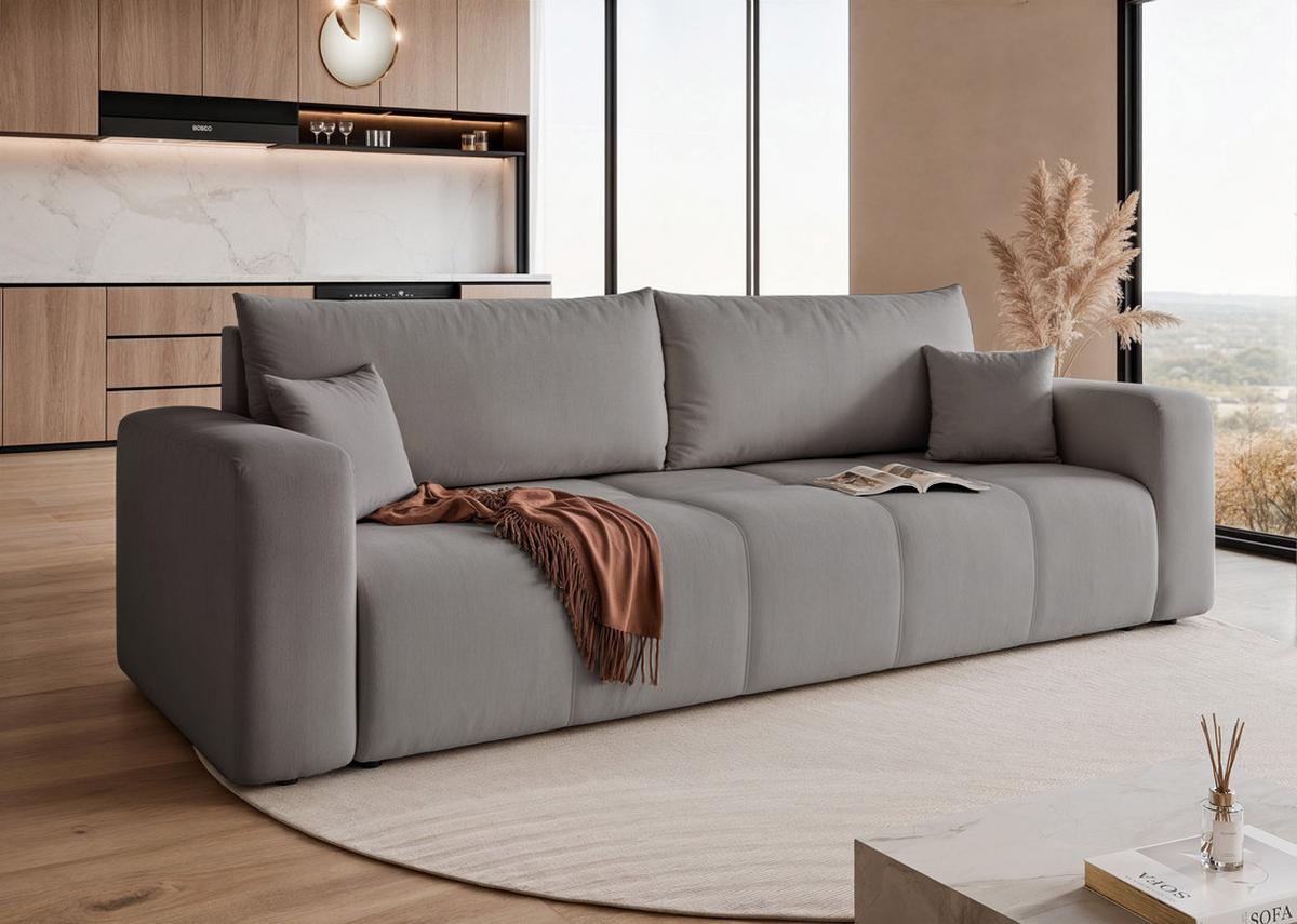 SCHLAFSOFA PEDRO mit Bettkasten Grau - Dunkelgrau, Holzwerkstoff/Textil (244/79/93cm) - Idohome