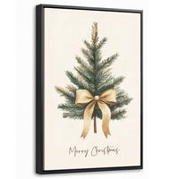 LEINWAND Bilder mit Rahmen - Weihnachtsbaum - Weihnachten - Frohe Weihnachten - Beige - 20x30 - Sandfarben, Textil (20/30cm) - MuchoWow