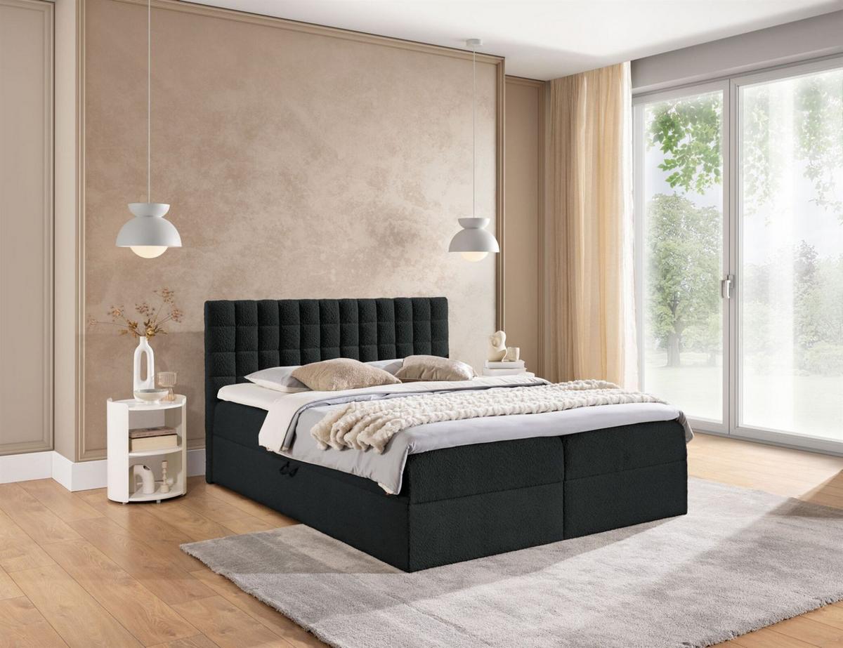 BOXBETT Toribo - Schwarz, Holzwerkstoff/Textil (180/200cm) - Fun Möbel