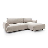 ECKSOFA ZEST Grau Geflochtener Stoff mit Schlaffunktion - Grau, Holz (270/167cm) - MASSENO