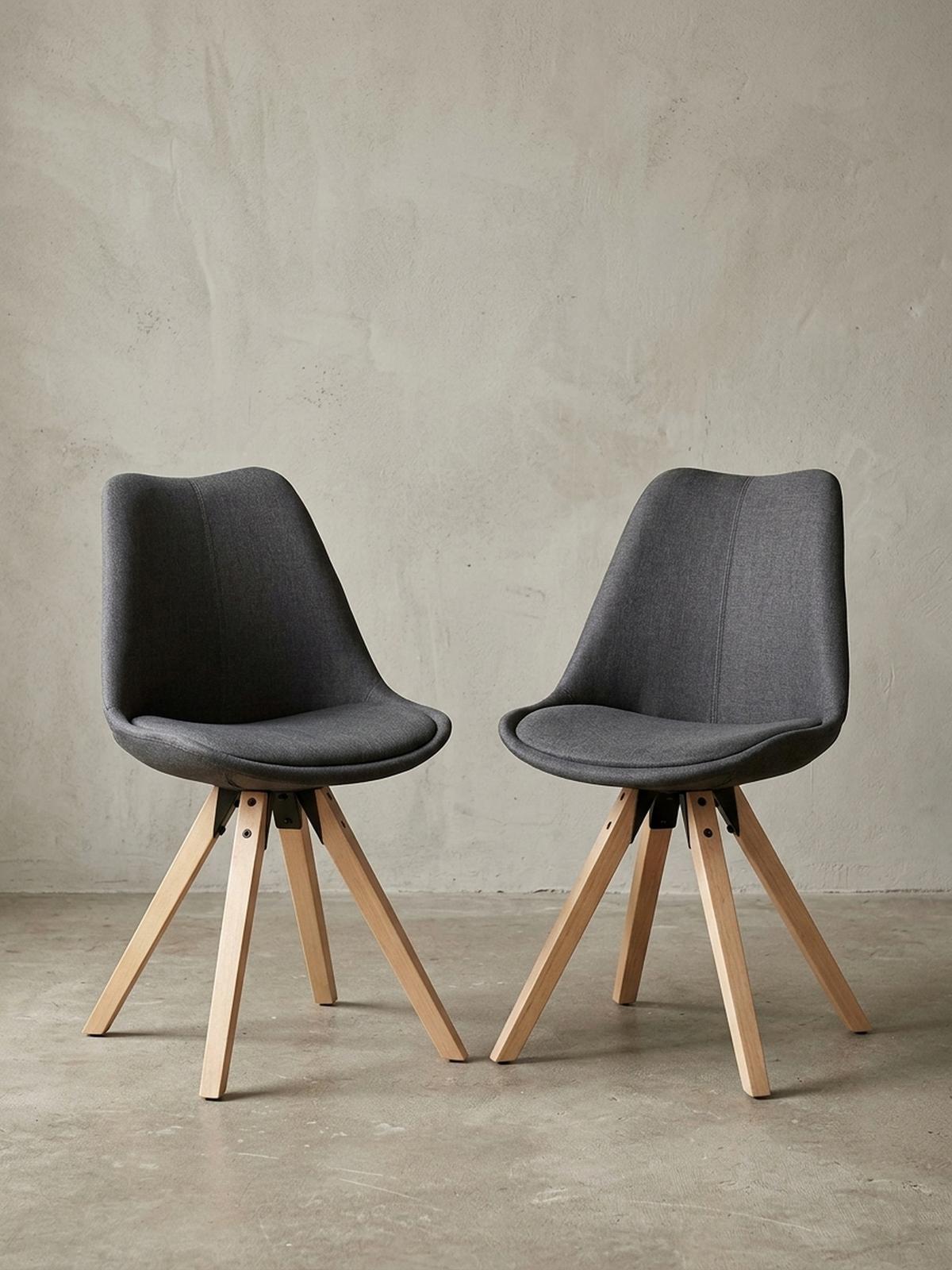 ESSZIMMERSTUHL 2er Set Stoffbezug mit Holzgestell Skandinavisch gepolstert, Anthrazit 49x52x87 cm - Anthrazit/Beige, Holz/Textil (49/87/52cm) - KADIMA DESIGN