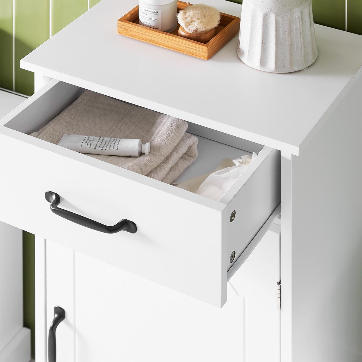 BADEZIMMERSCHRANK Weiß - Weiß, Holzwerkstoff (42/93/30cm) - SoBuy