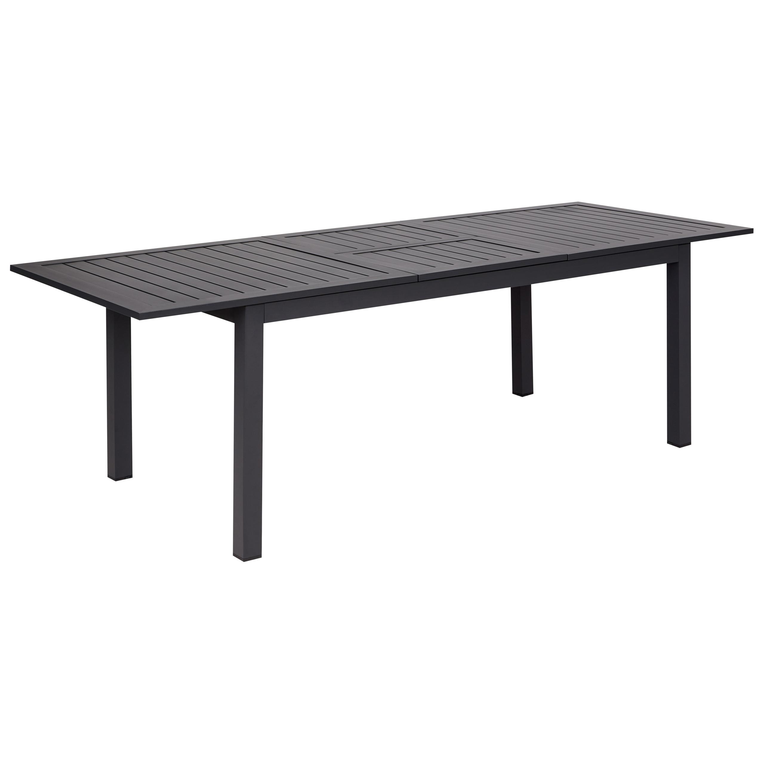 GARTENTISCH 180-240/90 cm Kunststoff Dunkelgrau Skaloma - Grau, Metall (180/90/74cm) - Beliani