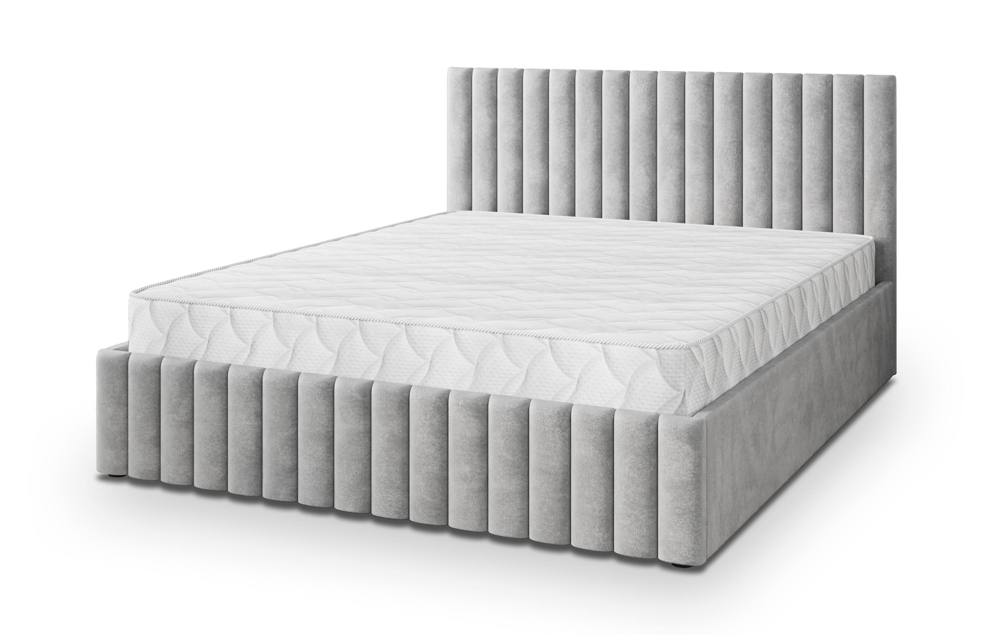 POLSTERBETT CARMIA K 120x200 cm mit Bettkästen - Hellgrau - Hellgrau, Holz/Textil - MASSENO