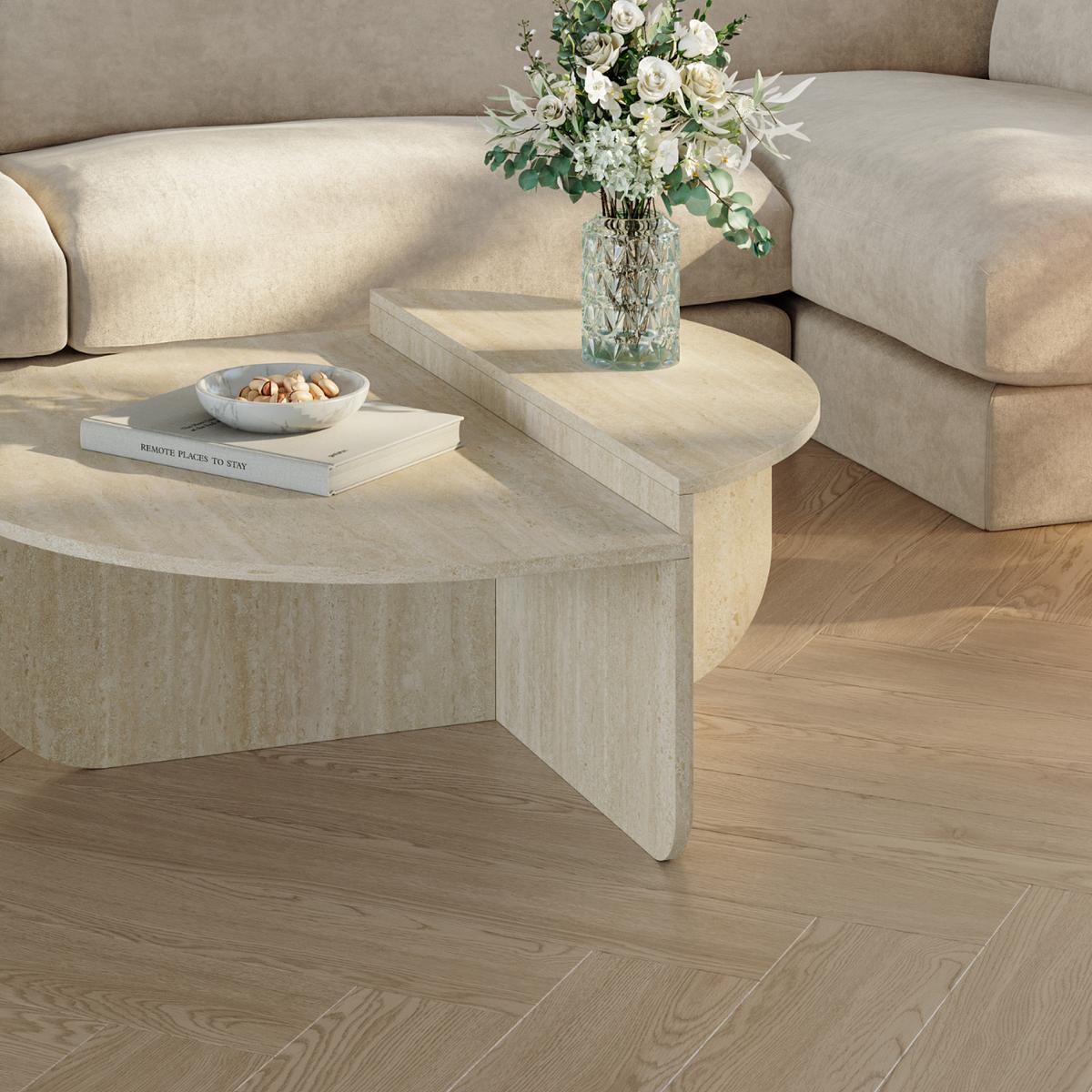 COUCHTISCH Tondesdaslo 90/90/35 cm - Beige, Holzwerkstoff (90/90/35cm) - [en.casa]
