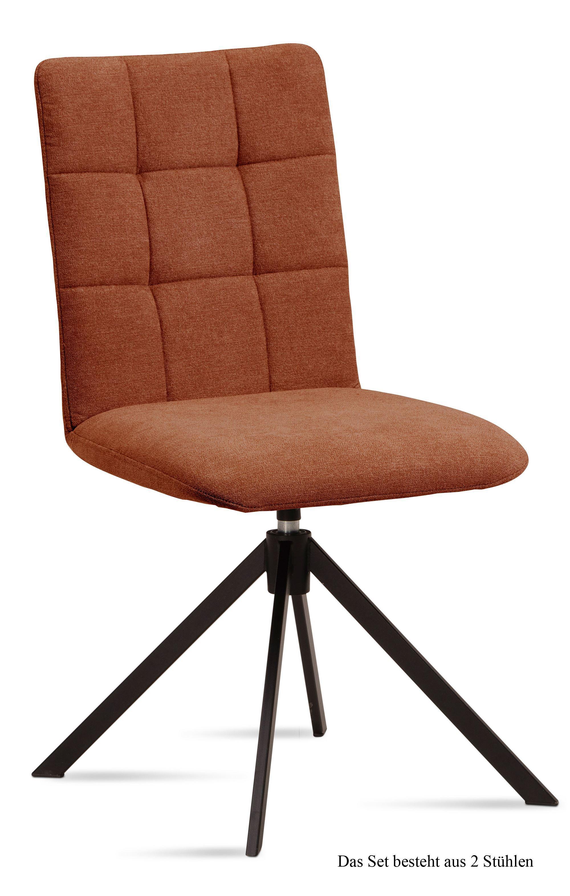 ESSZIMMERSTUHL drehbar (2er-Set) Debora 47x91x60 Schwarz/Cognac - Cognac/Schwarz, Kunststoff (60/91/47cm) - 58aufmkessel